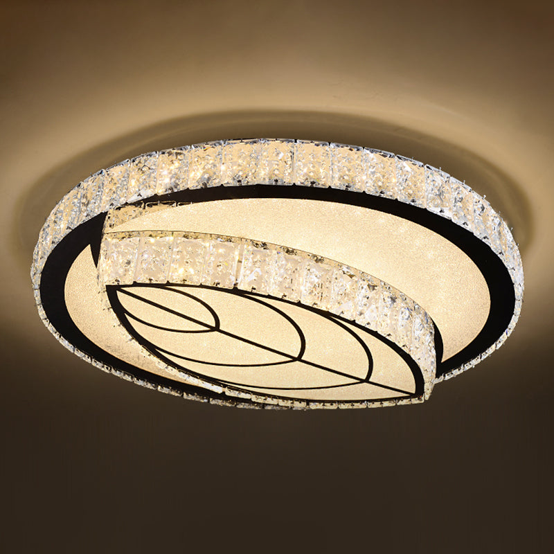Circular Flush Light Artistic K9 Crystal Dining Room LED Flush Ceiling Light Fixture in Stainless-Steel Stainless-Steel I Clearhalo 'Ceiling Lights' 'Close To Ceiling Lights' 'Close to ceiling' 'Flush mount' Lighting' 2172845