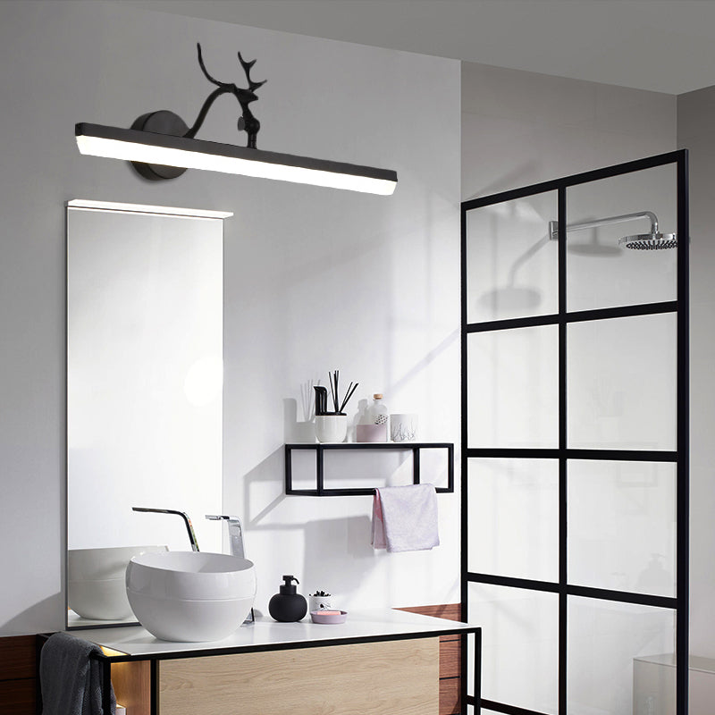 LED Wall Light with Linear Metal Shade Classic Bathroom Vanity Lighting Fixture in Black, 16.5"/28"/38" Wide Black 16.5" Clearhalo 'Vanity Lights' 'Wall Lights' Lighting' 217618