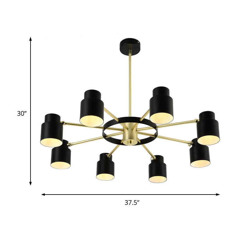 6/8 Lights Radial Pendant Chandelier Contemporary Metal Hanging Pendant Light in Black/White for Bedroom Clearhalo 'Ceiling Lights' 'Chandeliers' 'Modern Chandeliers' 'Modern' Lighting' 217633