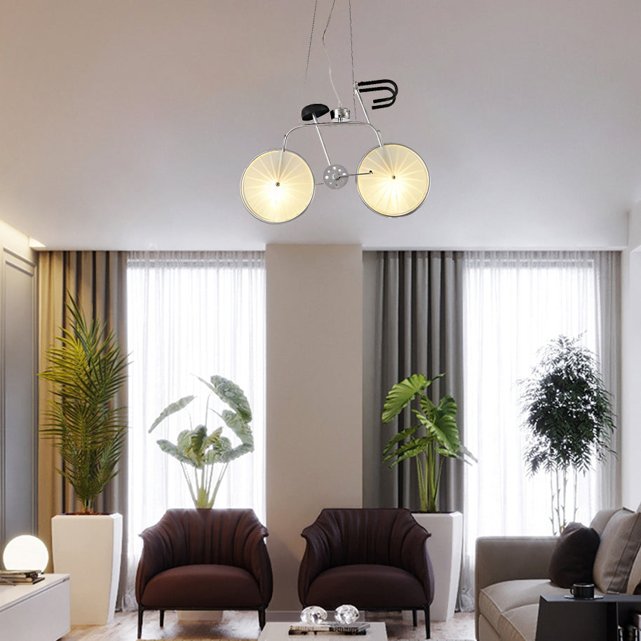 Blue/White Bicycle Chandelier Light Fixture Kids 2/3 Lights Metallic and Acrylic Pendant Lamp for Dining Room Clearhalo 'Ceiling Lights' 'Chandeliers' Lighting' options 217778