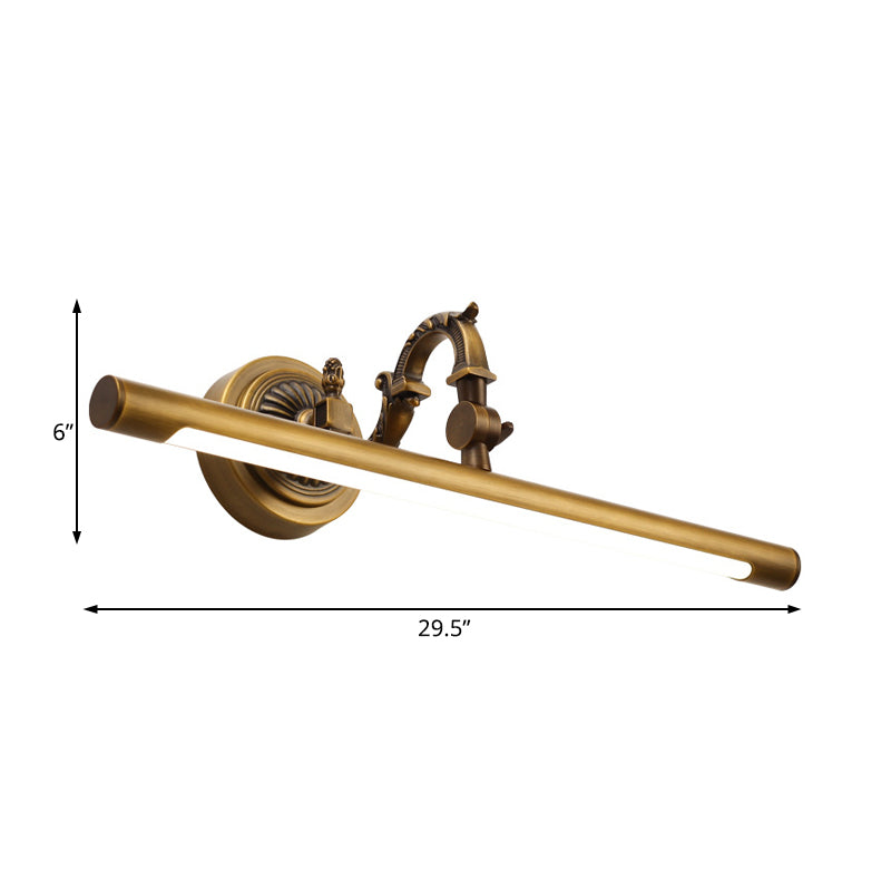 18"/23"/29.5" Wide Linear Sconce Lamp Traditional LED Metal Wall Mounted Vanity Light in Antique Brass Clearhalo 'Vanity Lights' 'Wall Lights' Lighting' 217848