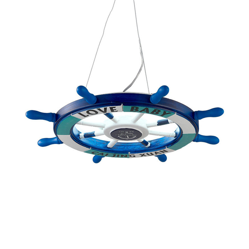Blue Rudder Shaped Chandelier Lighting Modernist Style LED Wooden Pendant Lamp for Kindergarten Clearhalo 'Ceiling Lights' 'Chandeliers' Lighting' options 218058