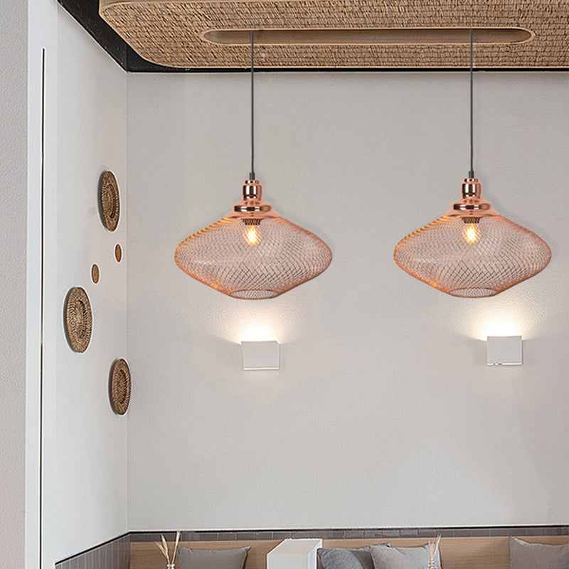 1 Bulb Globe/Dome Cage Pendant Lamp Industrial Rose Gold Finish Metal Down Lighting for Dining Room Rose Gold C Clearhalo 'Art Deco Pendants' 'Cast Iron' 'Ceiling Lights' 'Ceramic' 'Crystal' 'Industrial Pendants' 'Industrial' 'Metal' 'Middle Century Pendants' 'Pendant Lights' 'Pendants' 'Tiffany' Lighting' 2181825