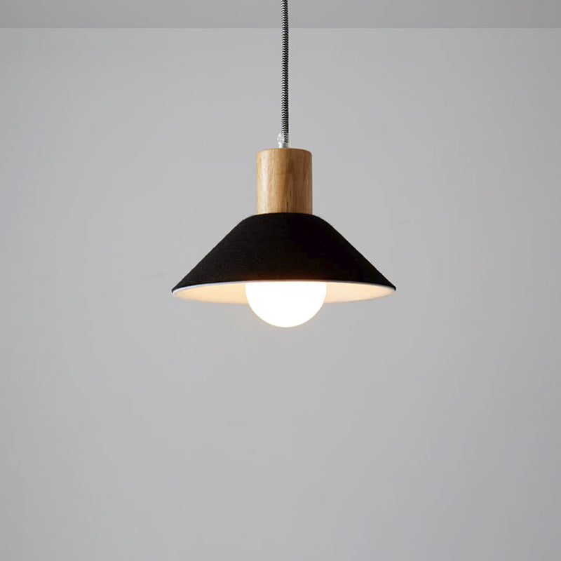 Felt Black/Grey Hanging Light Fixture Conical 1 Head Warehouse Pendant with Wooden Cap for Dining Room Clearhalo 'Art Deco Pendants' 'Black' 'Cast Iron' 'Ceiling Lights' 'Ceramic' 'Crystal' 'Industrial Pendants' 'Industrial' 'Metal' 'Middle Century Pendants' 'Pendant Lights' 'Pendants' 'Rustic Pendants' 'Tiffany' Lighting' 2181868