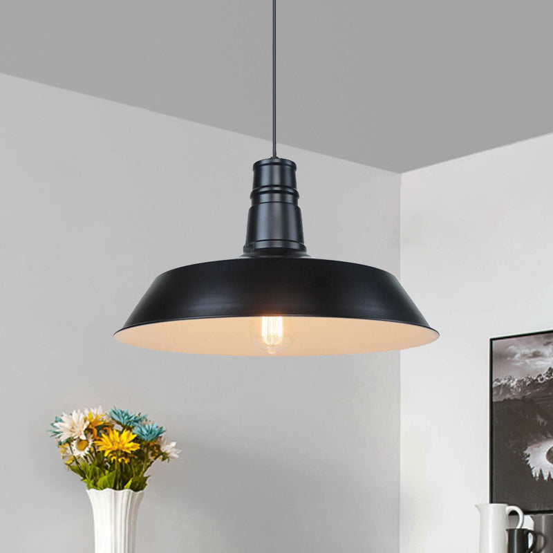 10"/14" W Vintage Barn Pendant Lamp 1 Bulb Aluminum Ceiling Fixture in Black/White/Red for Dining Room Clearhalo 'Art Deco Pendants' 'Black' 'Cast Iron' 'Ceiling Lights' 'Ceramic' 'Crystal' 'Industrial Pendants' 'Industrial' 'Metal' 'Middle Century Pendants' 'Pendant Lights' 'Pendants' 'Rustic Pendants' 'Tiffany' Lighting' 2181879