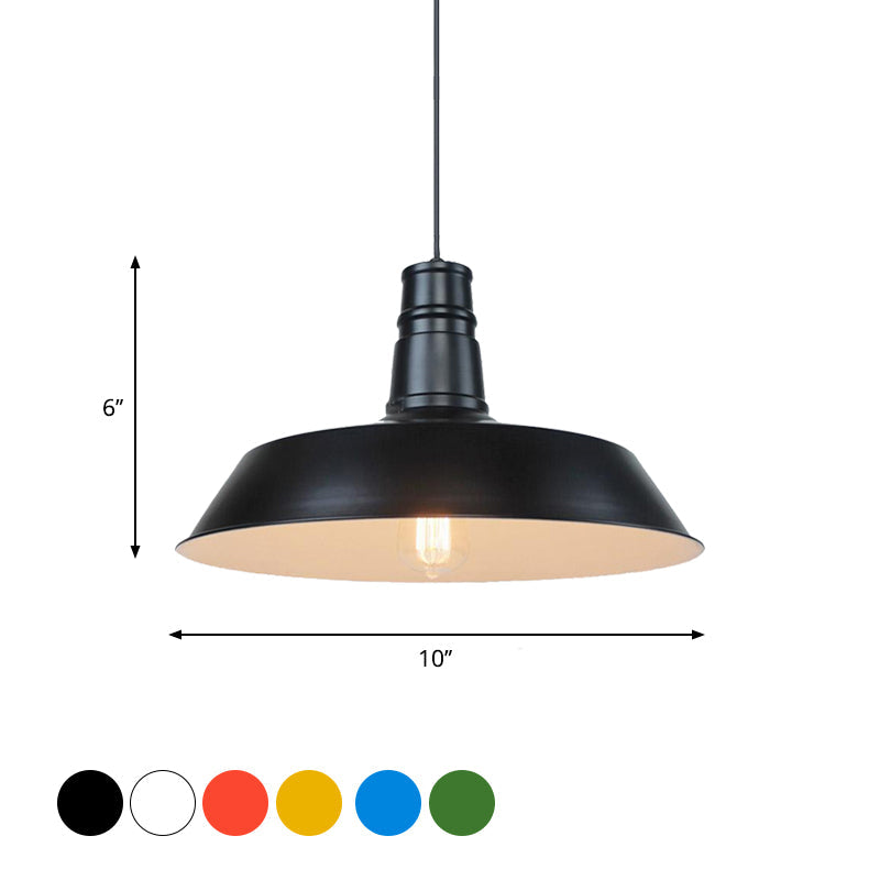 10"/14" W Vintage Barn Pendant Lamp 1 Bulb Aluminum Ceiling Fixture in Black/White/Red for Dining Room Clearhalo 'Art Deco Pendants' 'Black' 'Cast Iron' 'Ceiling Lights' 'Ceramic' 'Crystal' 'Industrial Pendants' 'Industrial' 'Metal' 'Middle Century Pendants' 'Pendant Lights' 'Pendants' 'Rustic Pendants' 'Tiffany' Lighting' 2181882