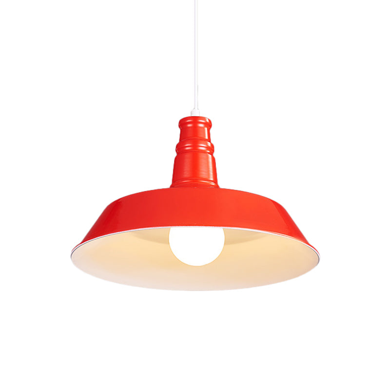 10"/14" W Vintage Barn Pendant Lamp 1 Bulb Aluminum Ceiling Fixture in Black/White/Red for Dining Room Clearhalo 'Art Deco Pendants' 'Black' 'Cast Iron' 'Ceiling Lights' 'Ceramic' 'Crystal' 'Industrial Pendants' 'Industrial' 'Metal' 'Middle Century Pendants' 'Pendant Lights' 'Pendants' 'Rustic Pendants' 'Tiffany' Lighting' 2181892