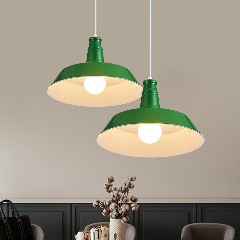 10"/14" W Vintage Barn Pendant Lamp 1 Bulb Aluminum Ceiling Fixture in Black/White/Red for Dining Room Clearhalo 'Art Deco Pendants' 'Black' 'Cast Iron' 'Ceiling Lights' 'Ceramic' 'Crystal' 'Industrial Pendants' 'Industrial' 'Metal' 'Middle Century Pendants' 'Pendant Lights' 'Pendants' 'Rustic Pendants' 'Tiffany' Lighting' 2181902