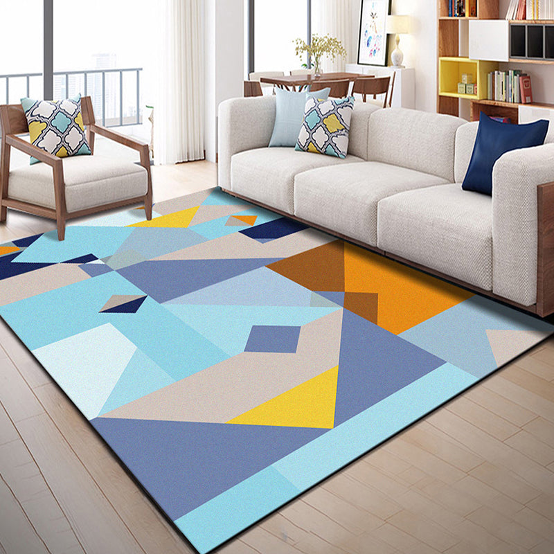 Multi Color Geometric Graphic Rug Polypropylene Novelty Rug Machine Washable Anti-Slip Stain Resistant Rug for Great Room Sky Blue Clearhalo 'Area Rug' 'Rug' 2183531