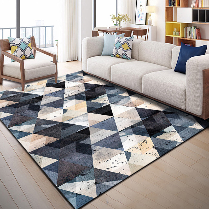 Multi Color Geometric Graphic Rug Polypropylene Novelty Rug Machine Washable Anti-Slip Stain Resistant Rug for Great Room Dark Blue-White Clearhalo 'Area Rug' 'Rug' 2183535