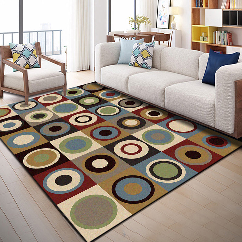 Multi Color Geometric Graphic Rug Polypropylene Novelty Rug Machine Washable Anti-Slip Stain Resistant Rug for Great Room Blue-Brown Clearhalo 'Area Rug' 'Rug' 2183546