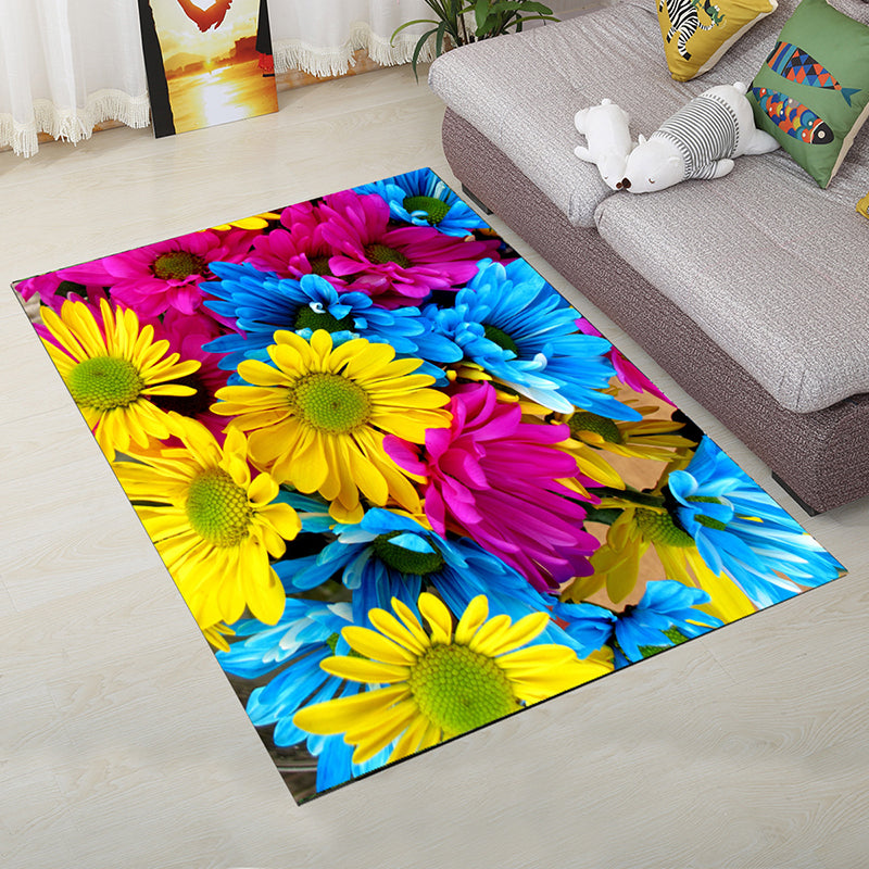Personality Scandinavian Rug Multi Colored 3D Print Scenery Rug Washable Anti-Slip Stain Resistant Carpet for Home Blue-Yellow Clearhalo 'Area Rug' 'Rug' 2183568
