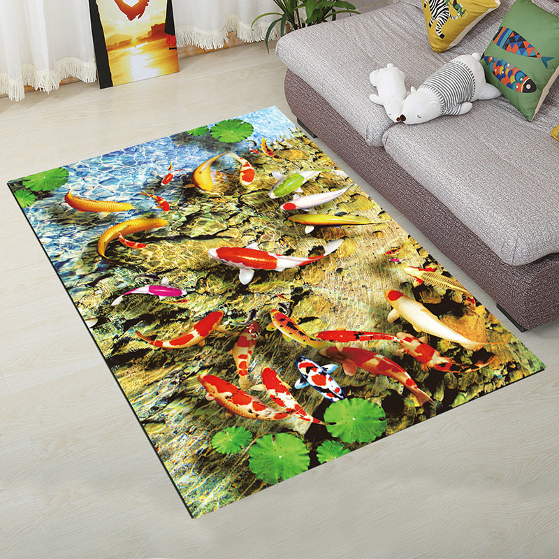 Personality Scandinavian Rug Multi Colored 3D Print Scenery Rug Washable Anti-Slip Stain Resistant Carpet for Home Red-White Clearhalo 'Area Rug' 'Rug' 2183571