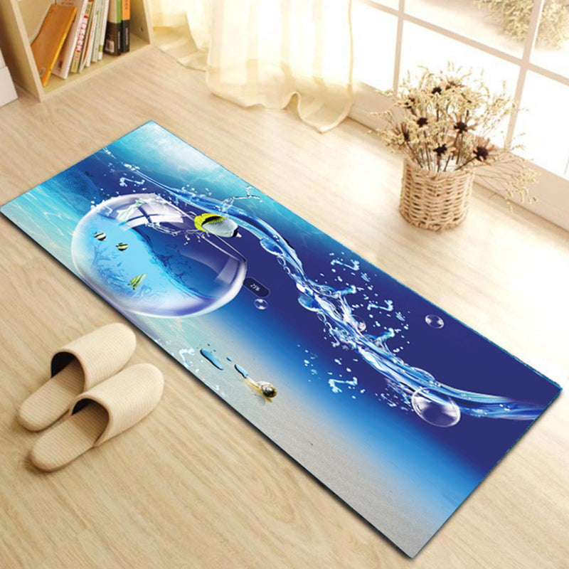 Contemporary Patterned Runner Rug Multi-Colored Synthetics Carpet Machine Washable Non-Slip Stain Resistant Rug for Door Dark Blue 1'4" x 3'11" Clearhalo 'Area Rug' 'Rug' 2183578