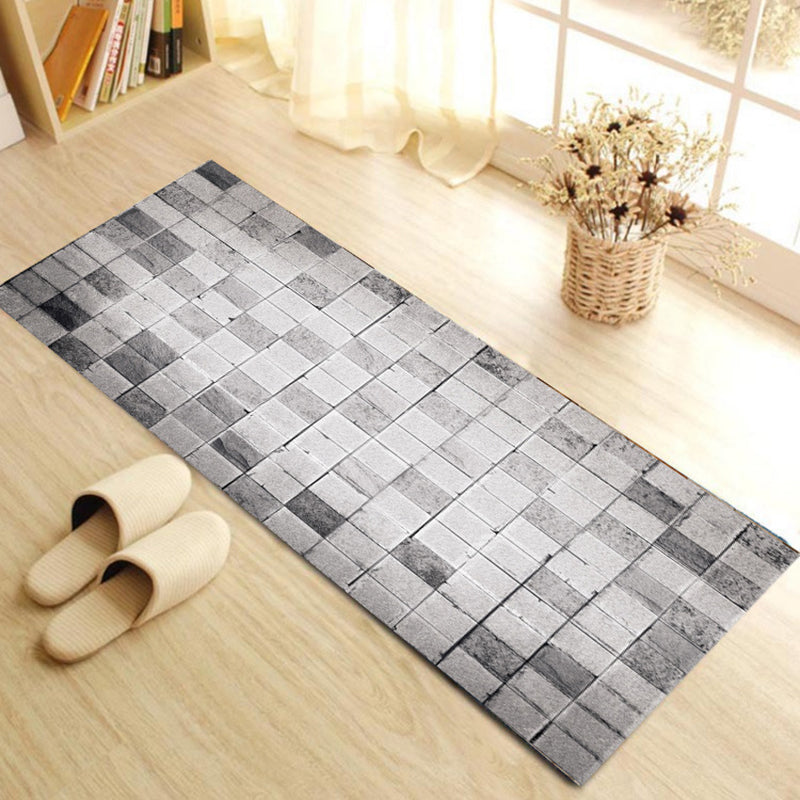 Contemporary Patterned Runner Rug Multi-Colored Synthetics Carpet Machine Washable Non-Slip Stain Resistant Rug for Door Grey 1'4" x 3'11" Clearhalo 'Area Rug' 'Rug' 2183588