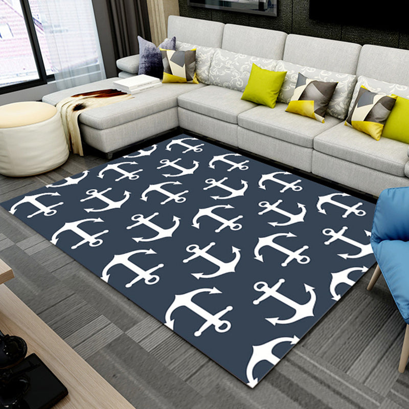 Multicolor 3D Optical Illusions Rug Polyester Modern Indoor Rug Non-Slip Backing Stain Resistant Pet Friendly Carpet for Home Dark Blue-White Clearhalo 'Area Rug' 'Bohemian' 'Modern' 'Moroccan' 'Rugs' 'Vintage' Rug' 2183606