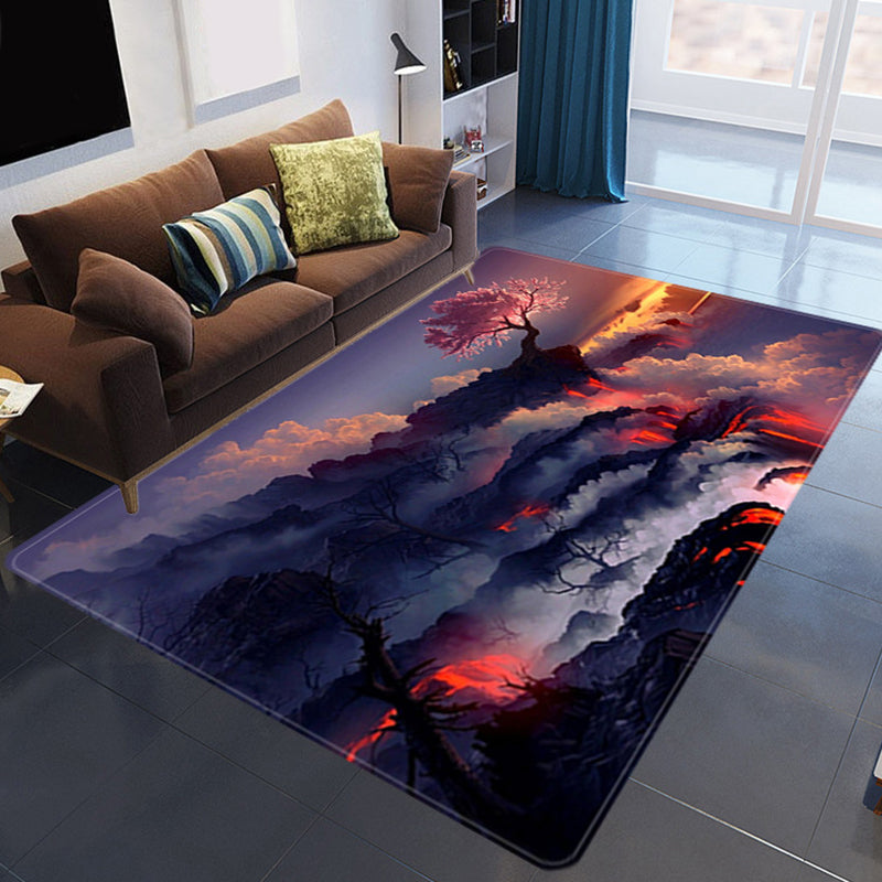 Magnificent 3D Evening Clouds Rug Multi Color Modern Rug Synthetics Washable Stain Resistant Non-Slip Backing Rug for Living Room Black-Red Clearhalo 'Area Rug' 'Rug' 2183632