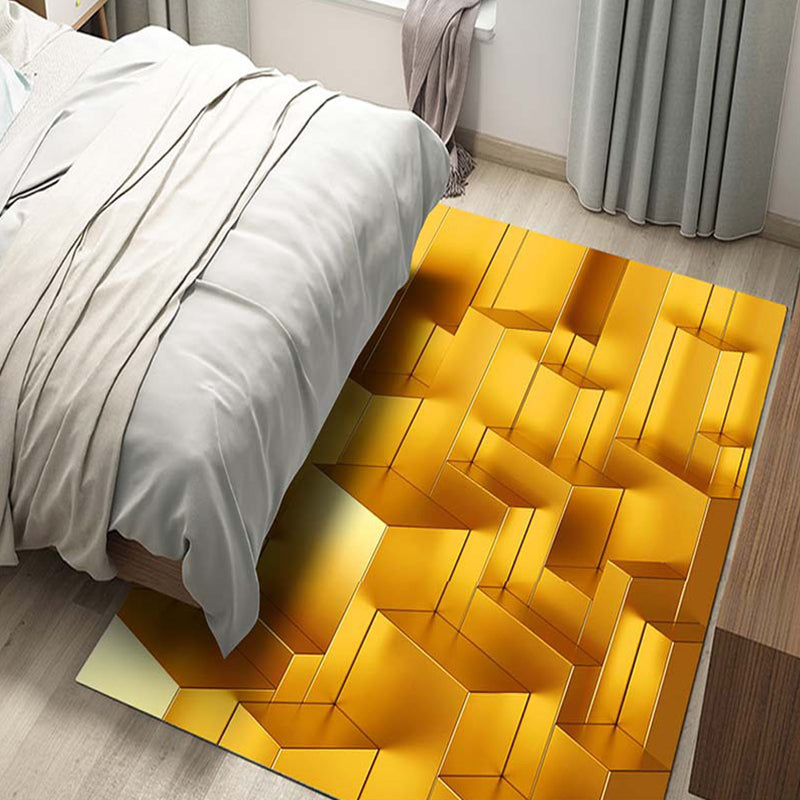 Multicolor 3D Illusion Geometry Rug Polyester Modernist Rug Anti-Slip Pet Friendly Machine Washable Rug for Great Room Gold Clearhalo 'Area Rug' 'Rug' 2183804