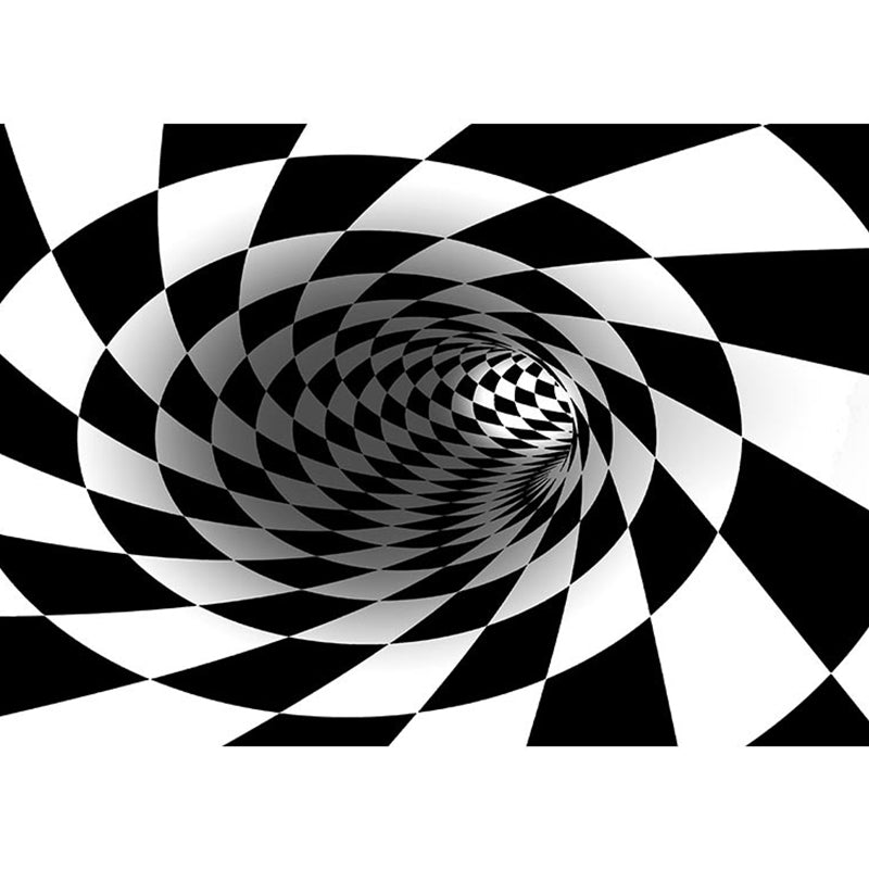 Decorative Black-White Modern Rug Polyester 3D Trick Art Checkered Pattern Rug Stain Resistant Non-Slip Backing Washable Carpet for Home Black-White Design 5 Clearhalo 'Area Rug' 'Rug' 2183843
