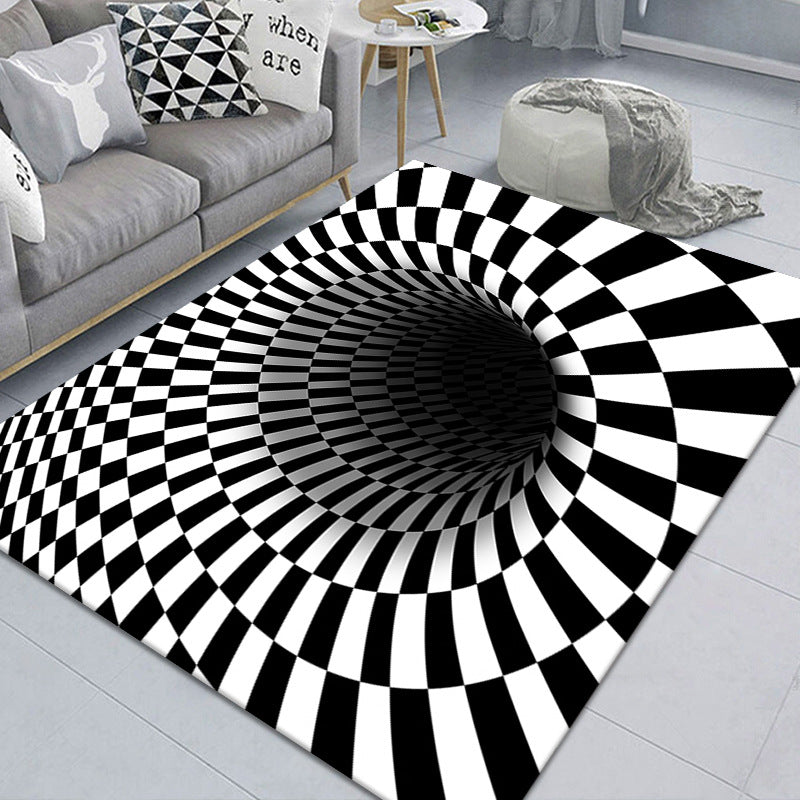 Modern Brain Deception 3D Rug Black Synthetics Area Carpet Machine Washable Stain Resistant Non-Slip Rug for Living Room Clearhalo 'Area Rug' 'Rug' 2183858
