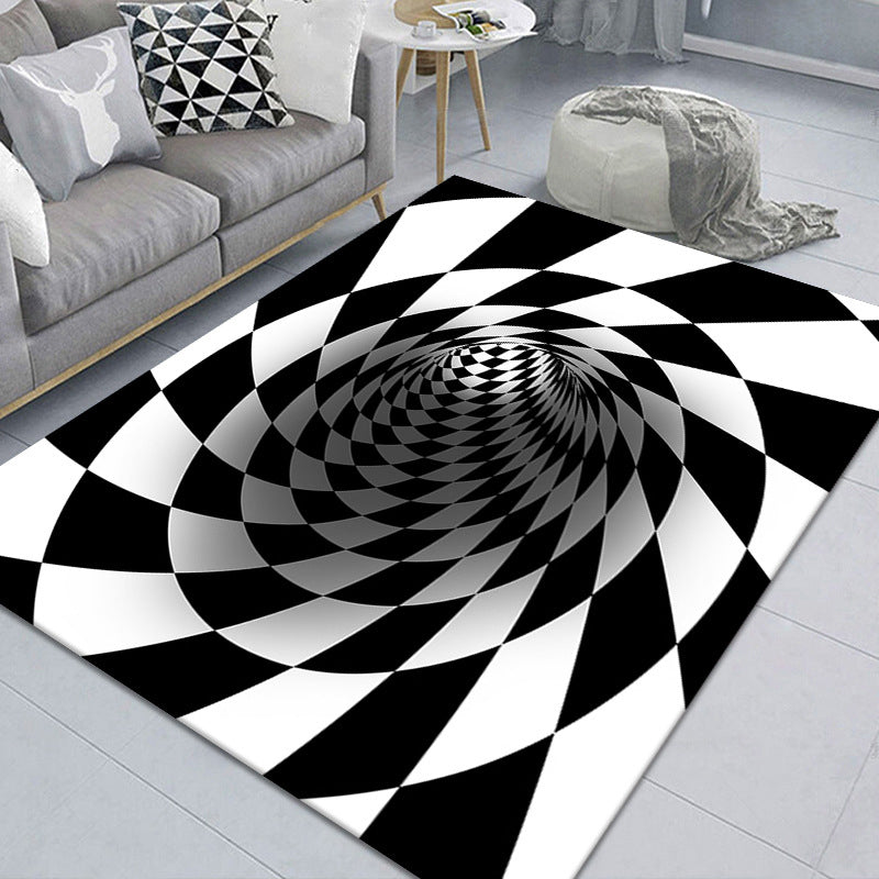 Modern Brain Deception 3D Rug Black Synthetics Area Carpet Machine Washable Stain Resistant Non-Slip Rug for Living Room Black Design 8 Clearhalo 'Area Rug' 'Rug' 2183860