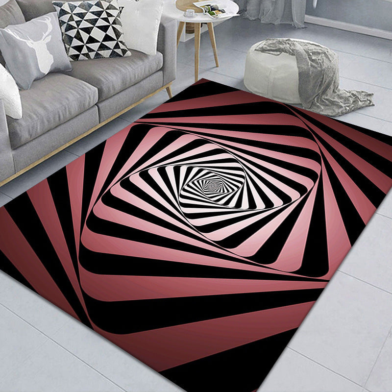 Modern Brain Deception 3D Rug Black Synthetics Area Carpet Machine Washable Stain Resistant Non-Slip Rug for Living Room Black Design 11 Clearhalo 'Area Rug' 'Rug' 2183864