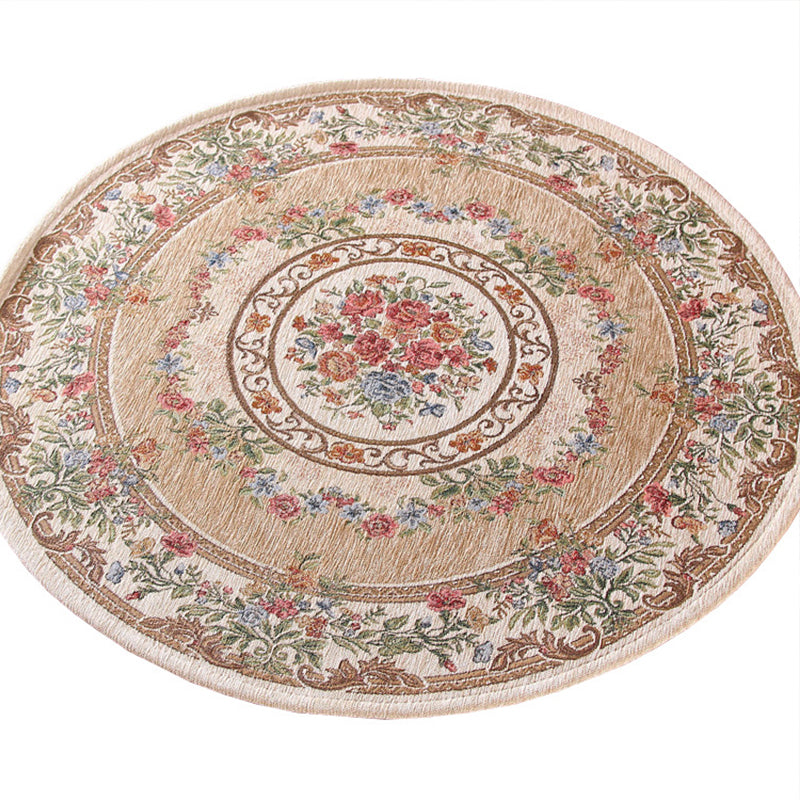 Nostalgia Multicolor Peonies Rug Polypropylene Antique Carpet Pet Friendly Anti-Slip Backing Stain Resistant Rug for Great Room Clearhalo 'Area Rug' 'Rugs' 'Shabby Chic' Rug' 2183894