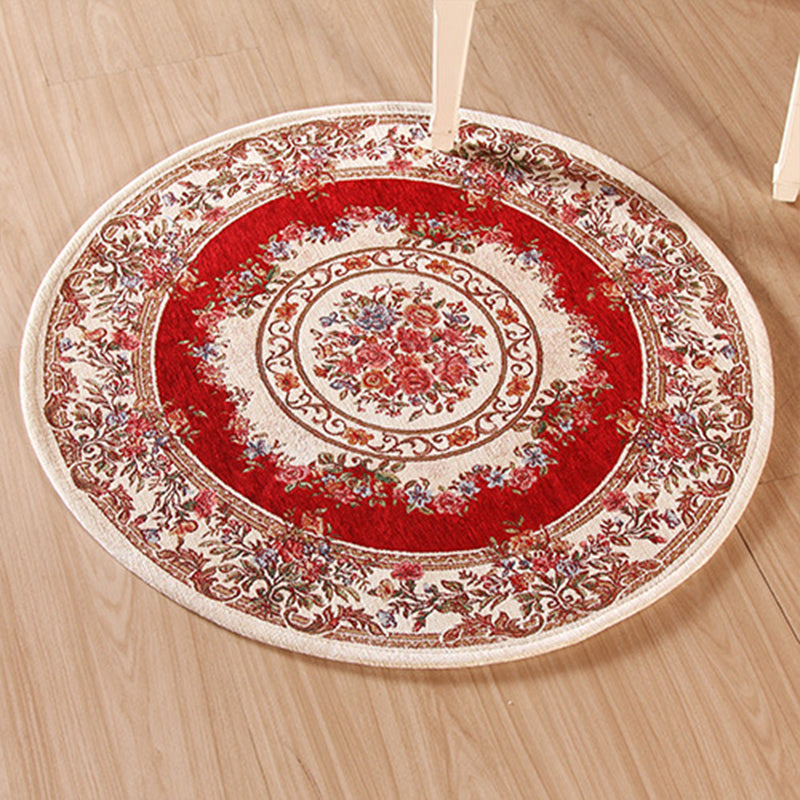 Nostalgia Multicolor Peonies Rug Polypropylene Antique Carpet Pet Friendly Anti-Slip Backing Stain Resistant Rug for Great Room Clearhalo 'Area Rug' 'Rugs' 'Shabby Chic' Rug' 2183897