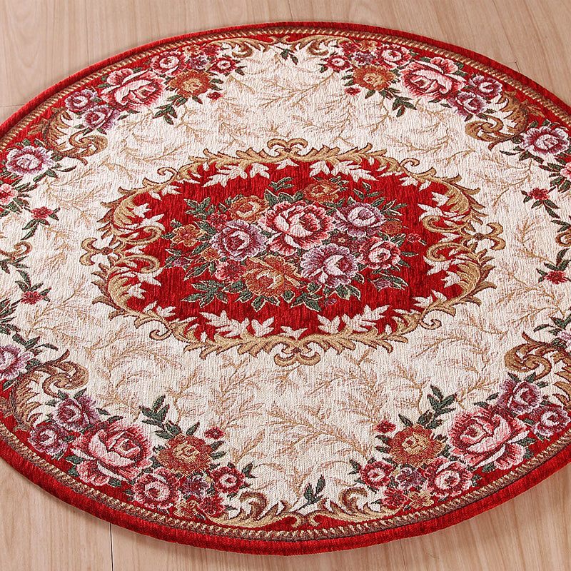 Farmhouse Peony Indoor Rug Multi-Color Synthetics Rug Machine Washable Stain Resistant Anti-Slip Rug for Study Room Burgundy Clearhalo 'Area Rug' 'Rugs' 'Shabby Chic' Rug' 2183924