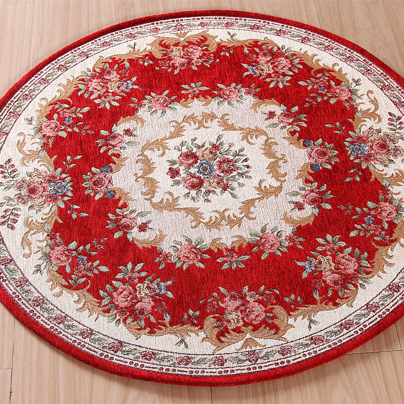 Classic Traditional Rug Multi Color Floral Carpet Washable Pet Friendly Non-Slip Rug for Bedroom Burgundy Clearhalo 'Area Rug' 'Rugs' 'Shabby Chic' Rug' 2183932