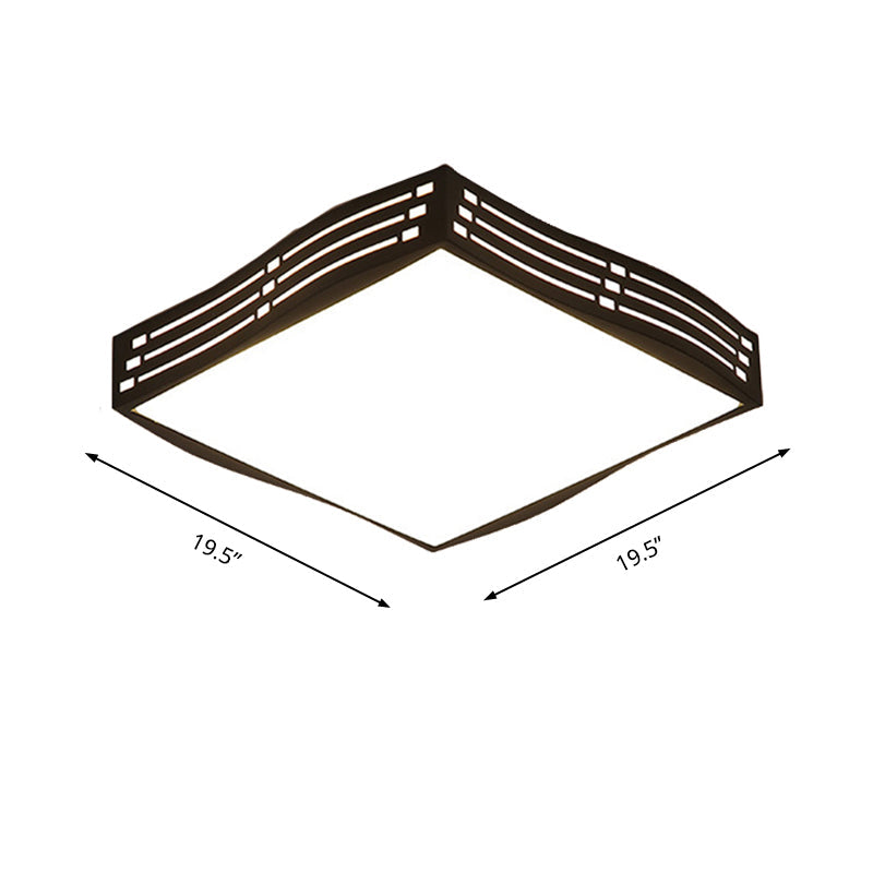Black High Penetrated Acrylic LED Flushmount Light Wavy-Square/Rectangle Living Room Ceiling Mounted Fixture in White Light Clearhalo 'Ceiling Lights' 'Close To Ceiling Lights' 'Close to ceiling' 'Flush mount' Lighting' 218413