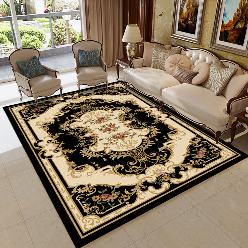 Empire Floral Area Rug Multicolor Victorian Carpet Synthetics Stain Resistant Anti-Slip Backing Pet Friendly Rug for Lounge Black Clearhalo 'Area Rug' 'Rugs' 'Shabby Chic' Rug' 2184154