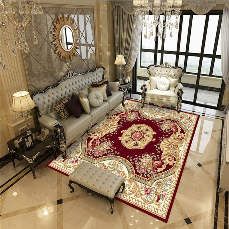 Beautiful Peony Print Rug Multi Color Classical Rug Polypropylene Non-Slip Machine Washable Stain Resistant Rug for Room Rose Red Clearhalo 'Area Rug' 'Rugs' 'Shabby Chic' Rug' 2184193