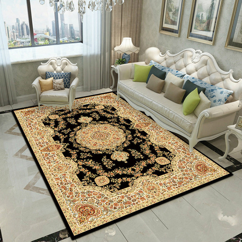 Fancy Victoria Rug Multi Colored Floral Rug Anti-Slip Washable Pet Friendly Rug for Living Room Black-Red Clearhalo 'Area Rug' 'Rugs' 'Shabby Chic' Rug' 2184240