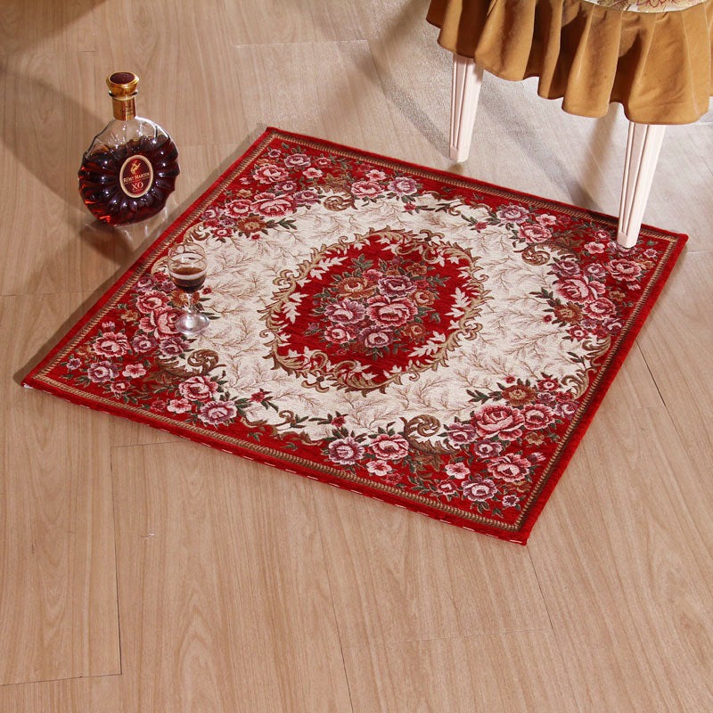 Victorian Style Foyer Rug Multi-Color Flower Print Rug Polypropylene Pet Friendly Anti-Slip Backing Washable Rug Burgundy Clearhalo 'Area Rug' 'Rugs' 'Shabby Chic' Rug' 2184257