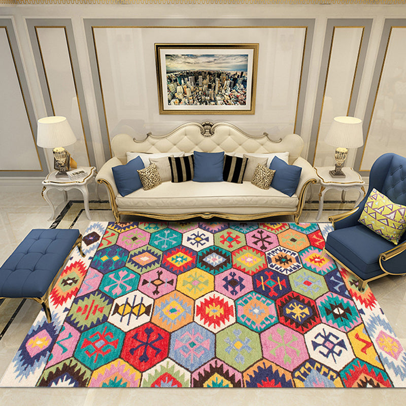 Victoria Print Rug Multi Color Polypropylene Rug Non-Slip Stain Resistant Washable Indoor Rug for Living Room Yellow Clearhalo 'Area Rug' 'Rugs' 'Shabby Chic' Rug' 2184320