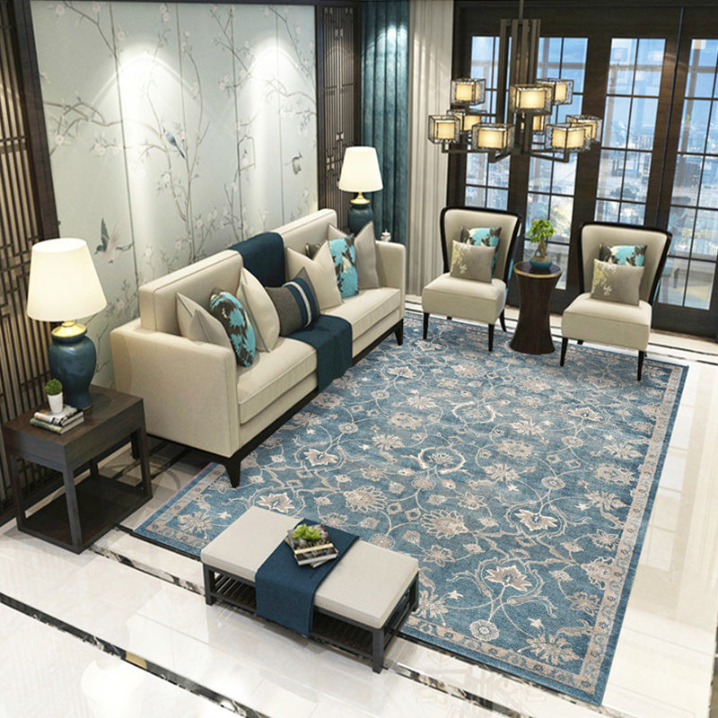 Victoria Print Rug Multi Color Polypropylene Rug Non-Slip Stain Resistant Washable Indoor Rug for Living Room Blue Clearhalo 'Area Rug' 'Rugs' 'Shabby Chic' Rug' 2184321