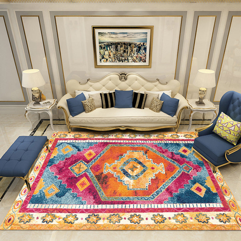 Victoria Print Rug Multi Color Polypropylene Rug Non-Slip Stain Resistant Washable Indoor Rug for Living Room Yellow-Red Clearhalo 'Area Rug' 'Rugs' 'Shabby Chic' Rug' 2184328