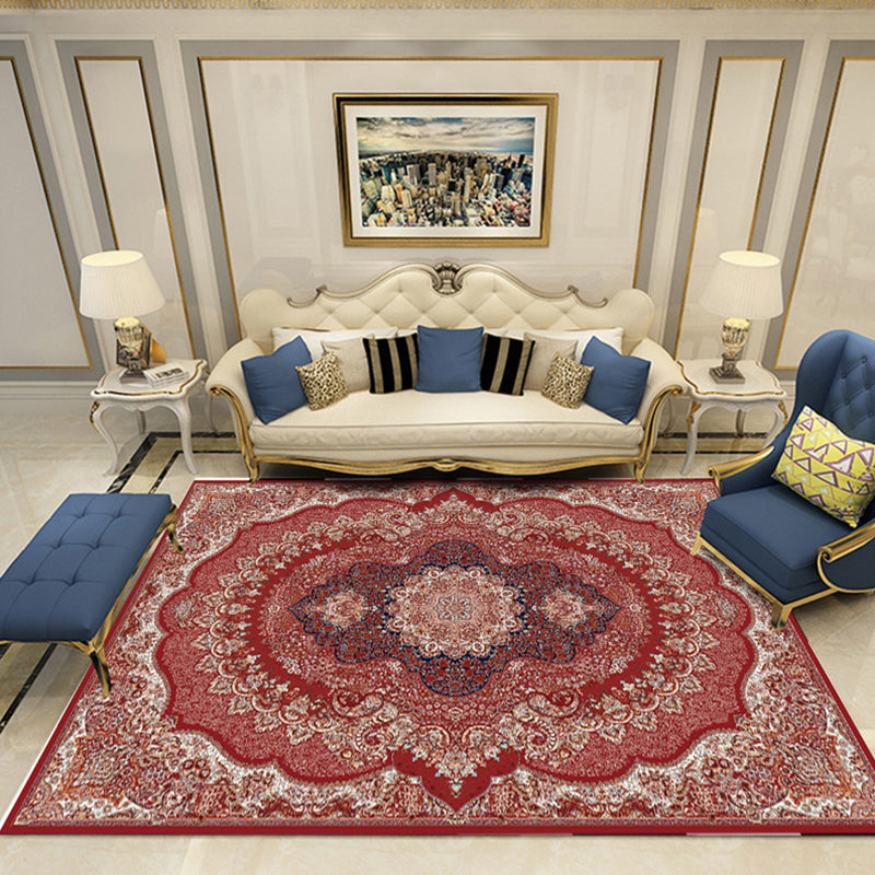 Victoria Print Rug Multi Color Polypropylene Rug Non-Slip Stain Resistant Washable Indoor Rug for Living Room Dark Khaki Clearhalo 'Area Rug' 'Rugs' 'Shabby Chic' Rug' 2184329
