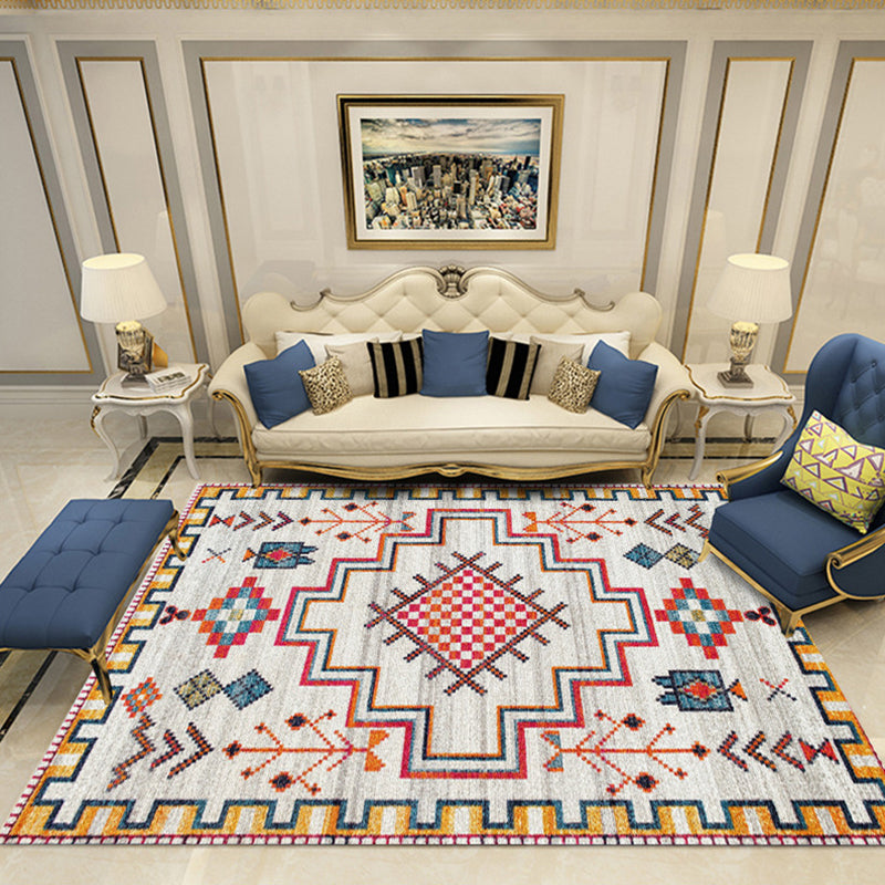 Victoria Print Rug Multi Color Polypropylene Rug Non-Slip Stain Resistant Washable Indoor Rug for Living Room Lemon Yellow Clearhalo 'Area Rug' 'Rugs' 'Shabby Chic' Rug' 2184332