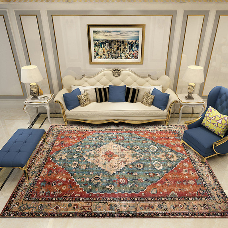 Victoria Print Rug Multi Color Polypropylene Rug Non-Slip Stain Resistant Washable Indoor Rug for Living Room Red-Green Clearhalo 'Area Rug' 'Rugs' 'Shabby Chic' Rug' 2184338
