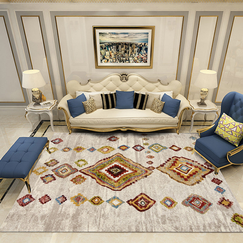 Victoria Print Rug Multi Color Polypropylene Rug Non-Slip Stain Resistant Washable Indoor Rug for Living Room Gray-Yellow Clearhalo 'Area Rug' 'Rugs' 'Shabby Chic' Rug' 2184345