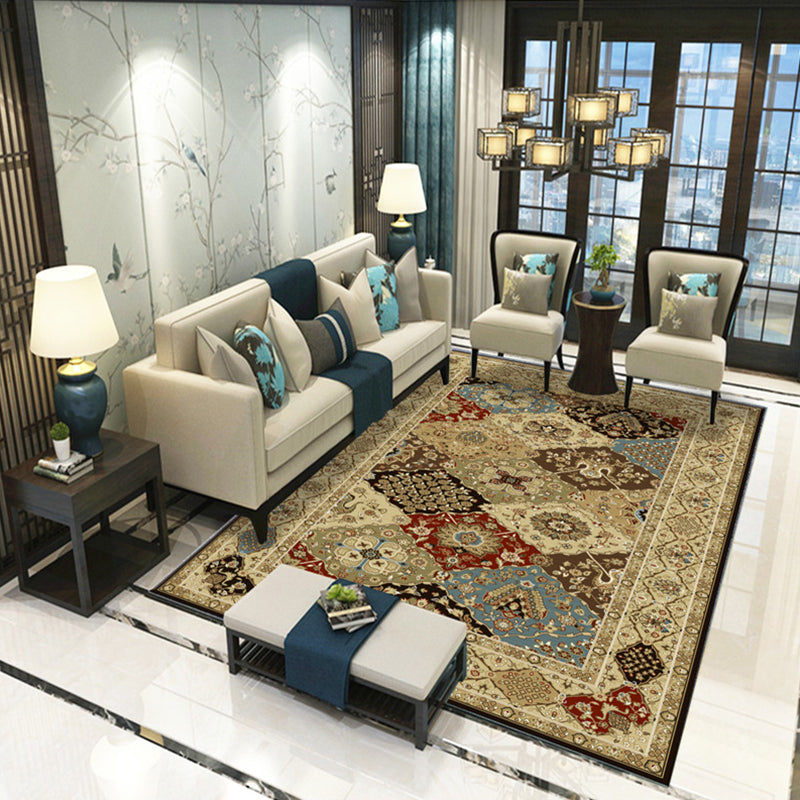Victoria Print Rug Multi Color Polypropylene Rug Non-Slip Stain Resistant Washable Indoor Rug for Living Room Red-Blue Clearhalo 'Area Rug' 'Rugs' 'Shabby Chic' Rug' 2184348