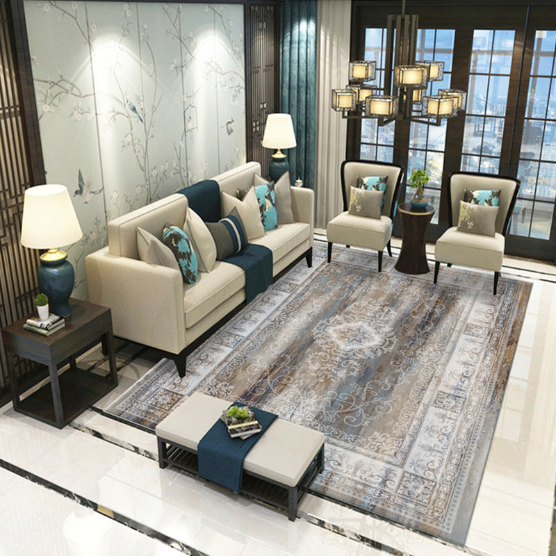 Victoria Print Rug Multi Color Polypropylene Rug Non-Slip Stain Resistant Washable Indoor Rug for Living Room Grey Clearhalo 'Area Rug' 'Rugs' 'Shabby Chic' Rug' 2184349