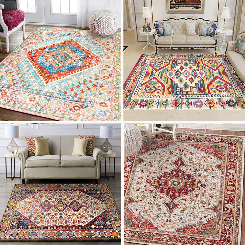 Moroccan Living Room Rug Multi-Colored Printed Carpet Cotton Anti-Slip Machine Washable Pet Friendly Rug Clearhalo 'Area Rug' 'Rugs' 'Shabby Chic' Rug' 2184368