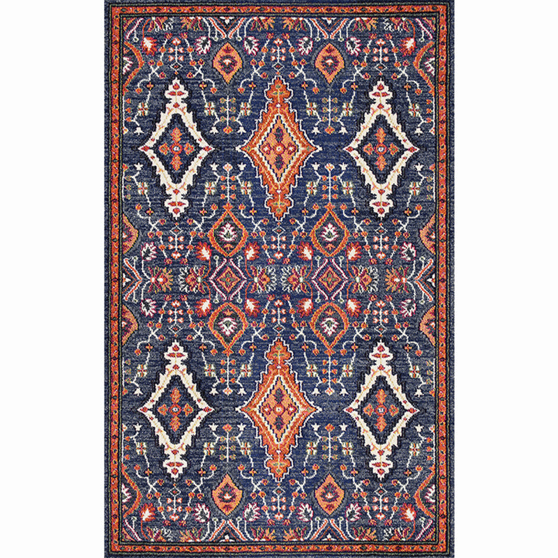 Moroccan Living Room Rug Multi-Colored Printed Carpet Cotton Anti-Slip Machine Washable Pet Friendly Rug Dark Blue Clearhalo 'Area Rug' 'Rugs' 'Shabby Chic' Rug' 2184371