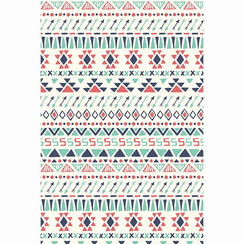 Moroccan Living Room Rug Multi-Colored Printed Carpet Cotton Anti-Slip Machine Washable Pet Friendly Rug Burgundy Clearhalo 'Area Rug' 'Rugs' 'Shabby Chic' Rug' 2184377