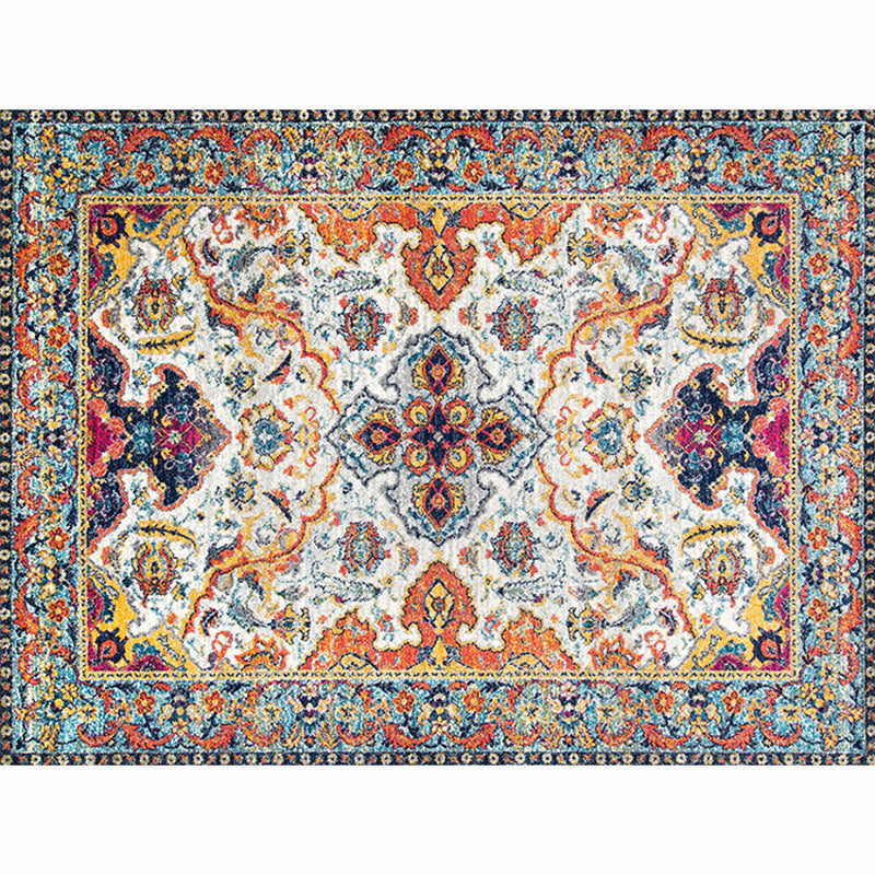 Moroccan Living Room Rug Multi-Colored Printed Carpet Cotton Anti-Slip Machine Washable Pet Friendly Rug White-Orange Clearhalo 'Area Rug' 'Rugs' 'Shabby Chic' Rug' 2184384