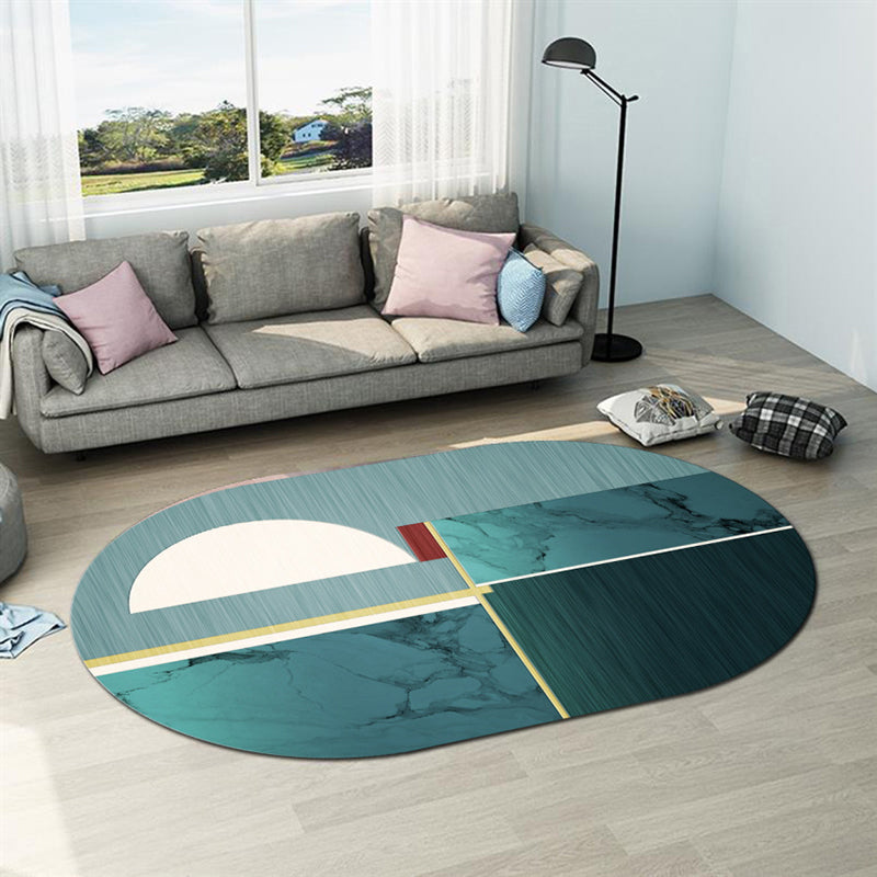Postmodern Geometric Abstract Rug Multi Colored Polyester Rug Washable Anti-Slip Backing Pet Friendly Rug for Decoration Peacock Green Clearhalo 'Area Rug' 'Modern' 'Rugs' Rug' 2184399