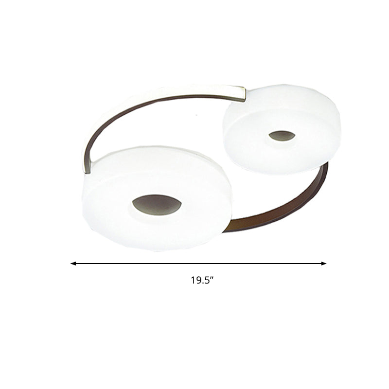 Minimal Donut Flush Mount Ceiling Light 16"/19.5" Dia Coffee LED Bedroom Ceiling Mounted Fixture with Acrylic Lampshade, White Light Clearhalo 'Ceiling Lights' 'Close To Ceiling Lights' 'Close to ceiling' 'Flush mount' Lighting' 218461